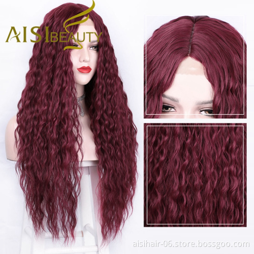 Pre Plucked Machine Made Fiber Curly Bug Small Lace Frontal Top Grade Anime Ombre Cosplay Synthetic Hair Wig
